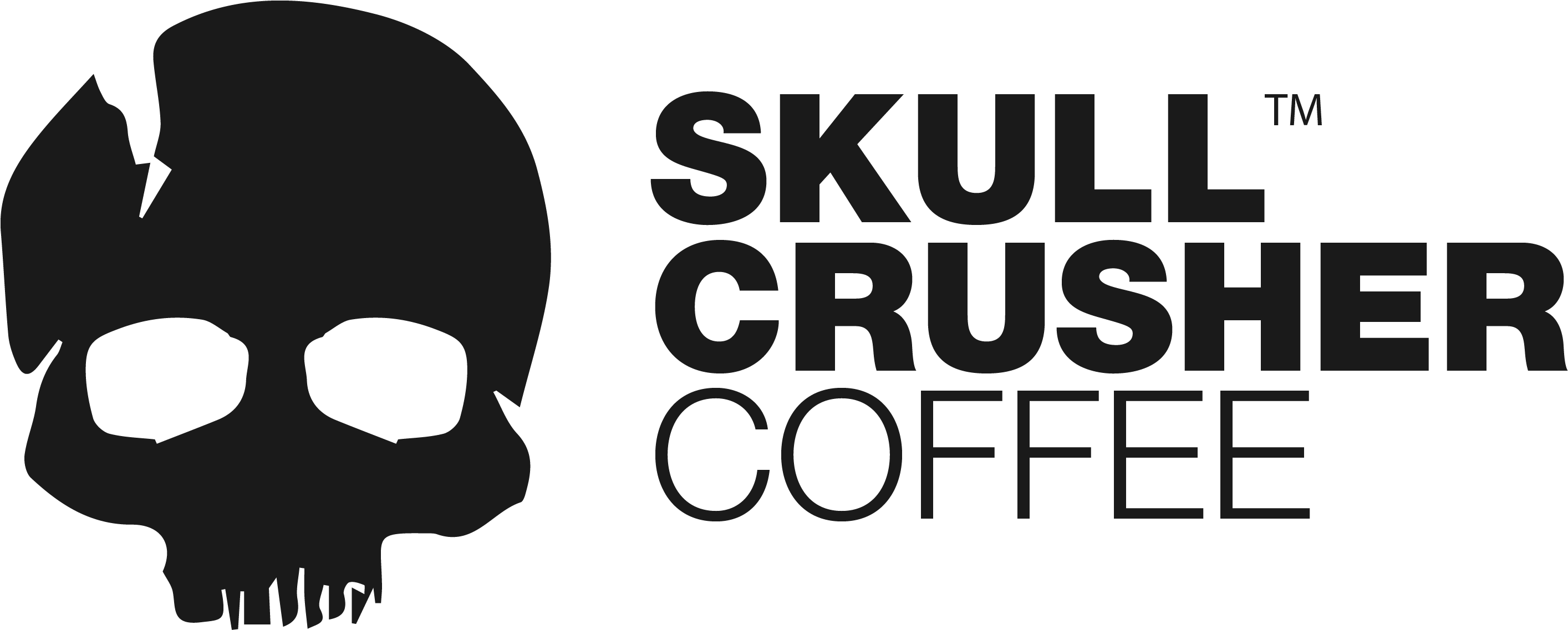 Skull Crusher Coffee Logo Dark Clipart (2828x1137), Png Download