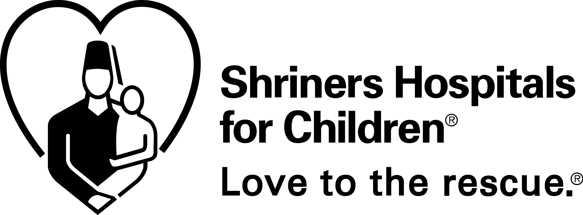 Shriners Hospitals For Children Logo Black And White - Shriners Hospital For Children Clipart (2400x888), Png Download
