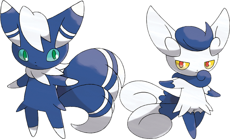 Male Female Meowstic Clipart (751x453), Png Download