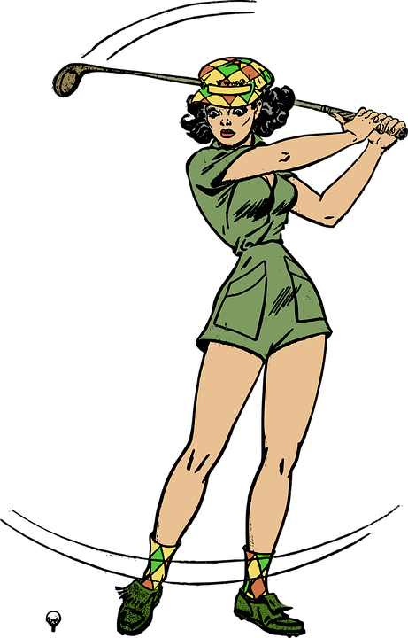 Female Golf Golfer Pinup Retro Woman - Golf Png Files With Transparent Background Clipart (461x720), Png Download