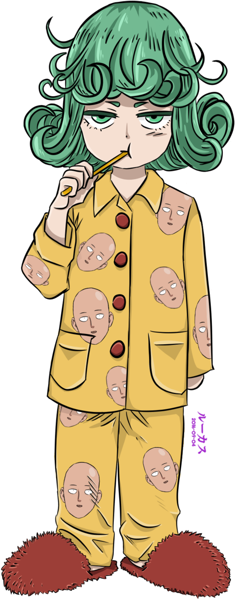 Tatsumaki In Pajamas - Cartoon Clipart (903x1279), Png Download