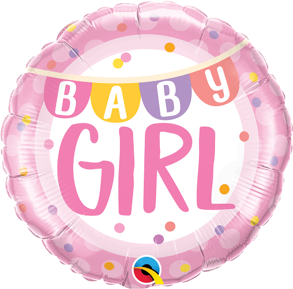 Baby Girl Banner & Dots 18" Foil Balloon - Balloon Clipart (600x600), Png Download