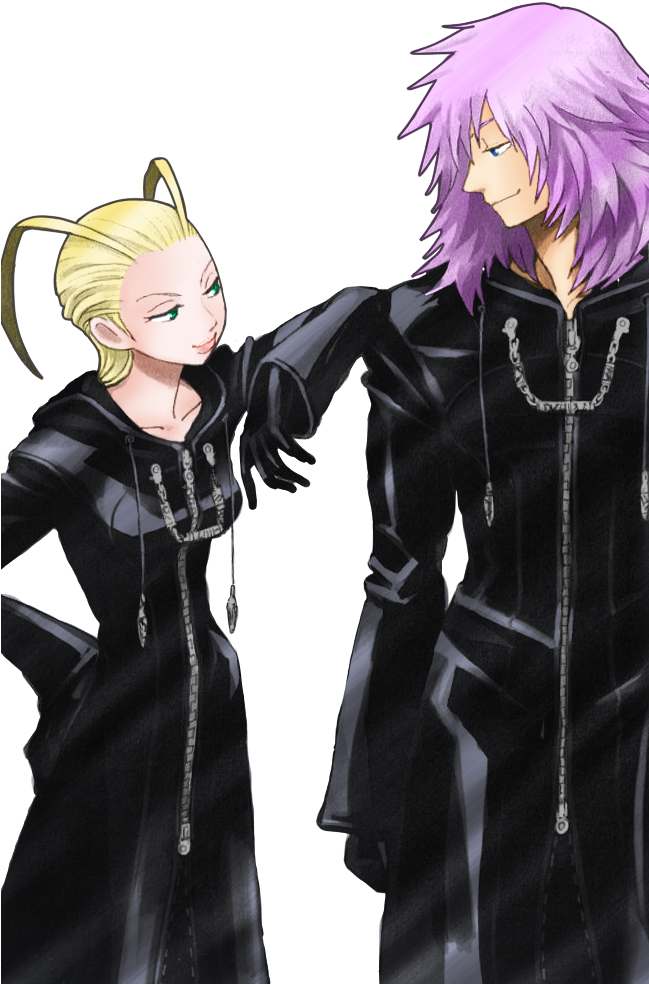 Larxene & Marluxia From One Of The Kingdom Hearts Novels - Larxene Marluxia Clipart (648x1023), Png Download