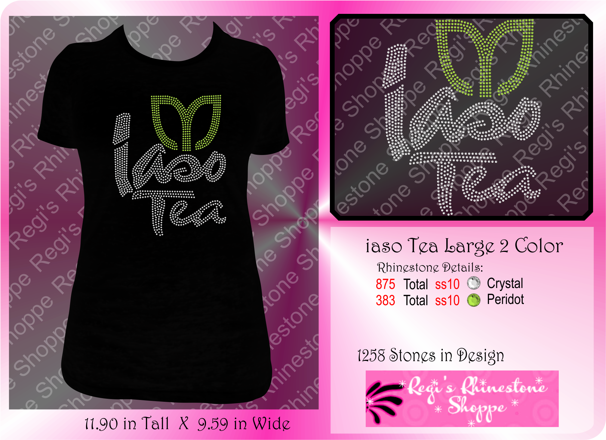 Iaso Tea Large 2 Color Version A Rhinestone Transfer - Illustration Clipart (2088x1535), Png Download