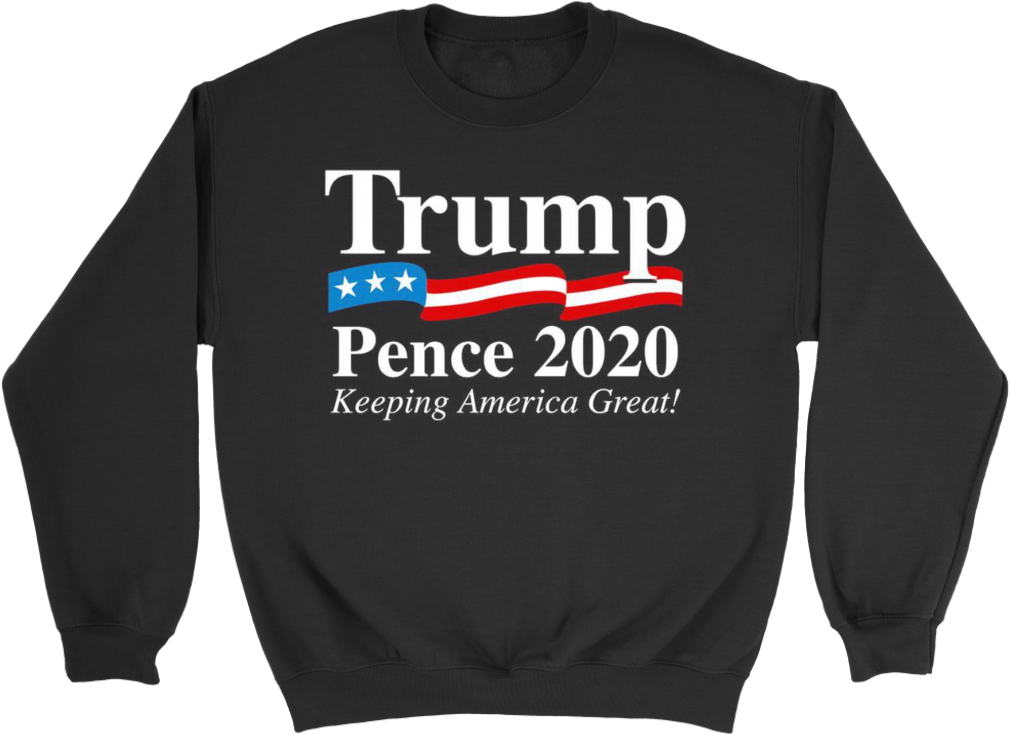 Trump Pence 2020 Crewneck Sweatshirt - Long-sleeved T-shirt Clipart (1024x1024), Png Download