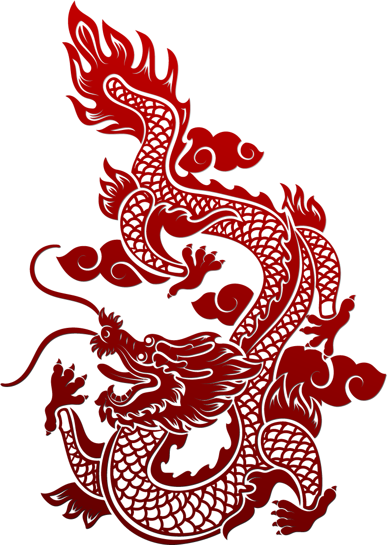 Asian Vector Dragon Frame - Chinese Red Dragon On Transparent Background Clipart (1201x1201), Png Download