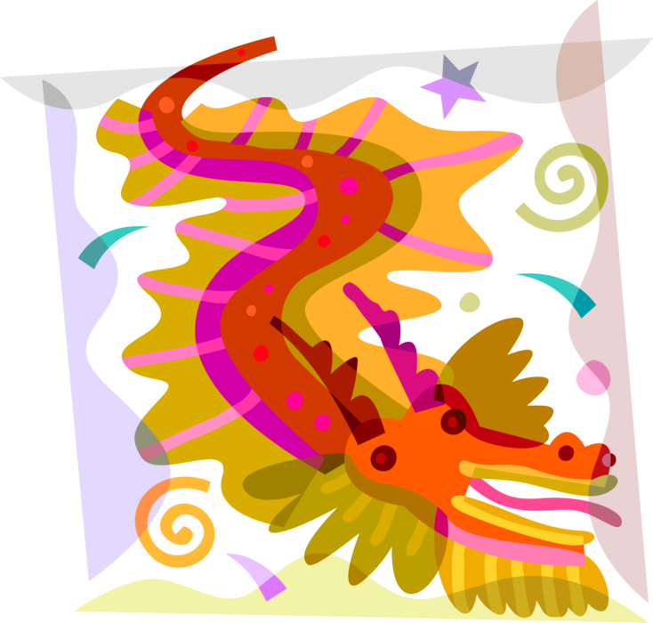 Vector Illustration Of Chinese Mythological Dragon - Chinese Dragon For Kids Clipart (734x700), Png Download