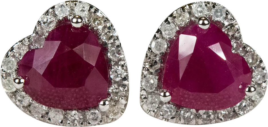 50ctw Heart Ruby Diamond Stud Earrings 10k Gold Screw - Earrings Clipart (934x934), Png Download