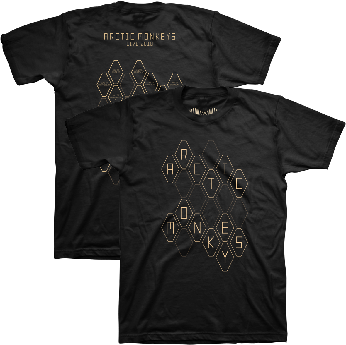 'am Hexagons June Oct Tour' T Shirt Arctic Monkeys - Arctic Monkeys Live 2018 Shirt Clipart (1200x1200), Png Download