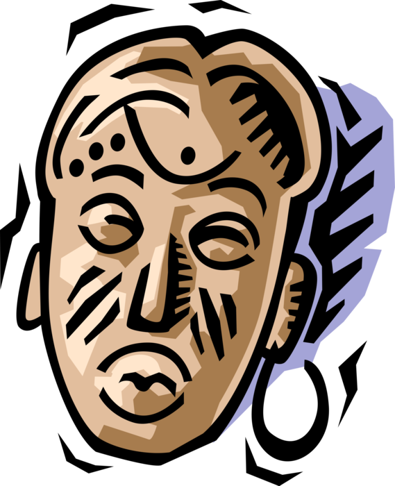 Vector Illustration Of Traditional African Wooden Tribal Clipart (569x700), Png Download