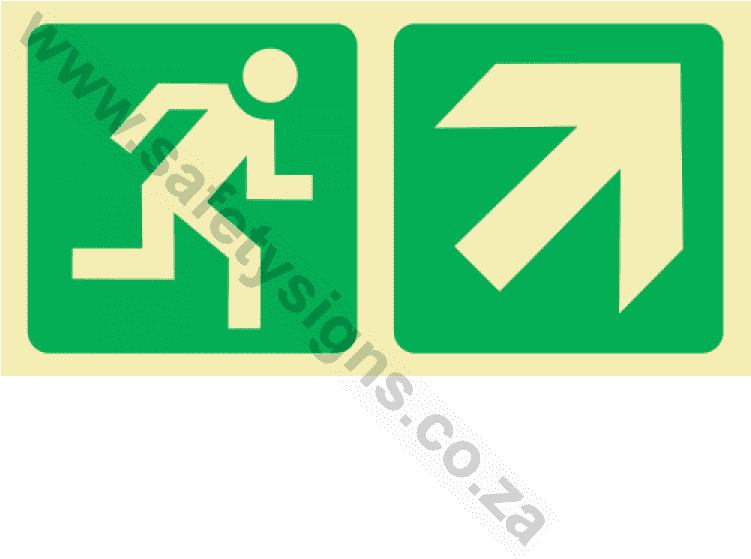 Running Man & Diagonal Arrow Up & Right Photoluminescent - Traffic Sign Clipart (750x750), Png Download