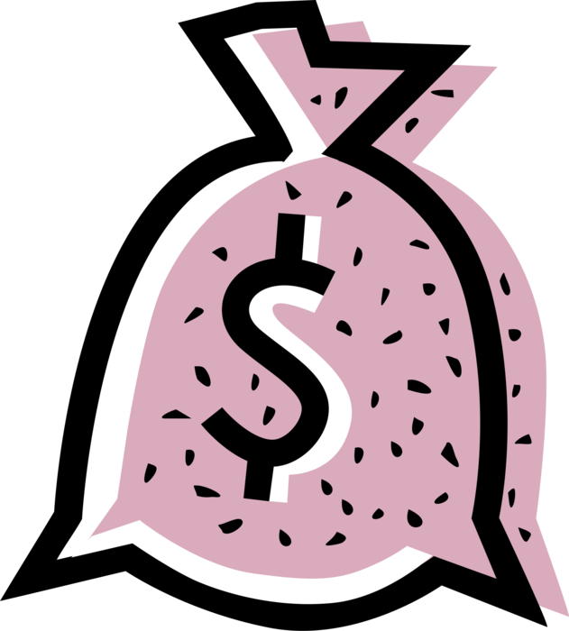 Vector Illustration Of Money Bag, Moneybag, Or Sack Clipart (631x700), Png Download