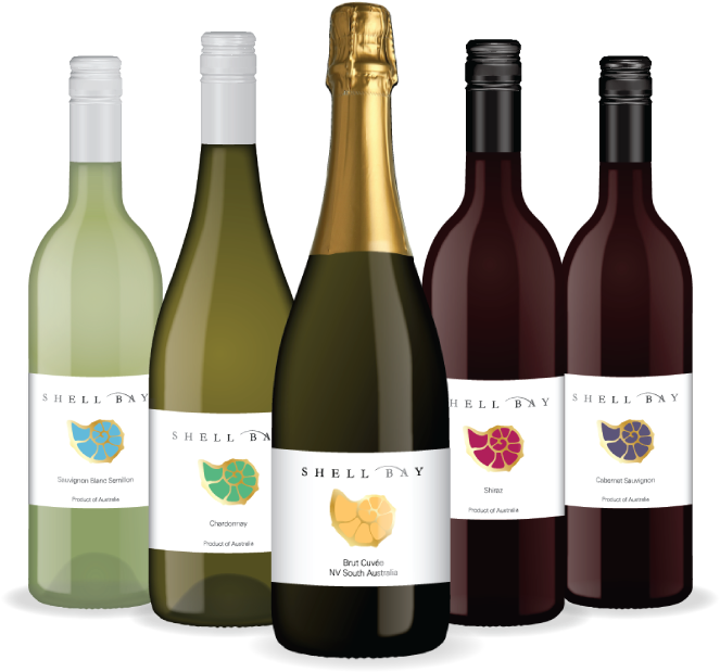 Shell Bay Wine Range - Australian Wine Bottle Label Clipart (1024x680), Png Download