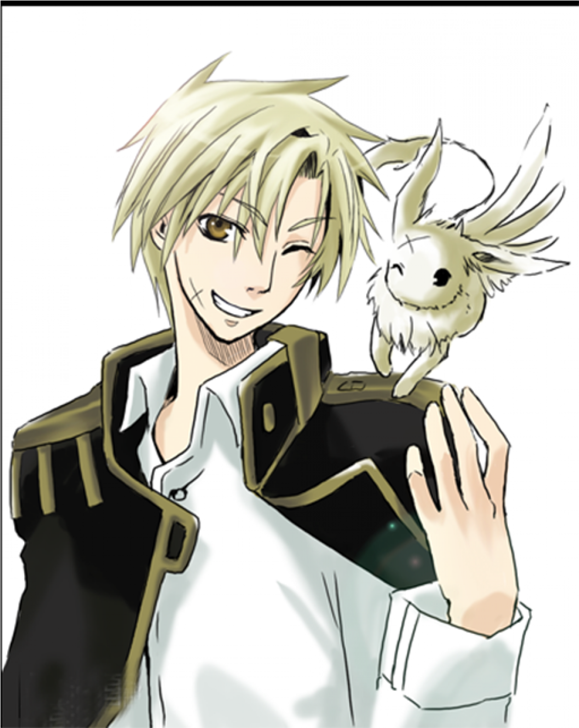 07-ghost Mikage Short Golden Cosplay Wig - 07 Ghost Clipart (1500x1500), Png Download