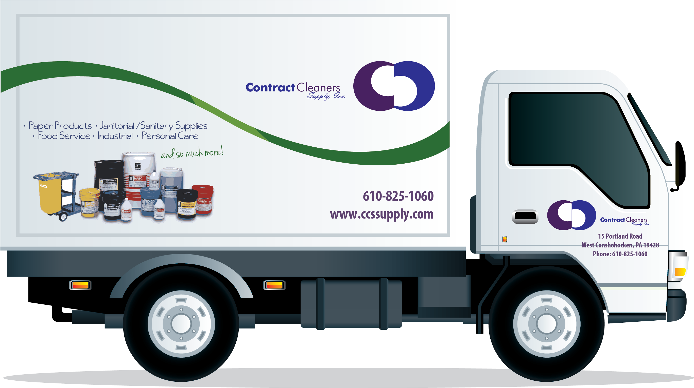 Contract Cleaners Supply Delivery - Truck Vector Clipart (2772x1531), Png Download