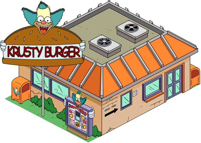 Krusty Burger Tapped Out - Los Simpson Krusty Burger Clipart (682x484), Png Download