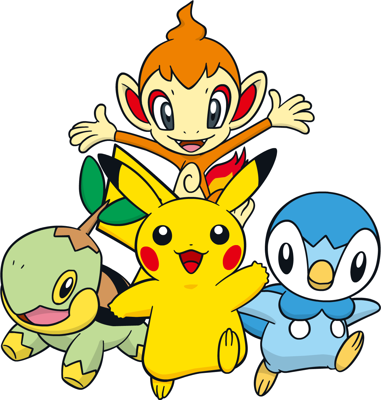 Azurilland - Pikachu Chimchar Piplup Turtwig Clipart (1446x1371), Png Download