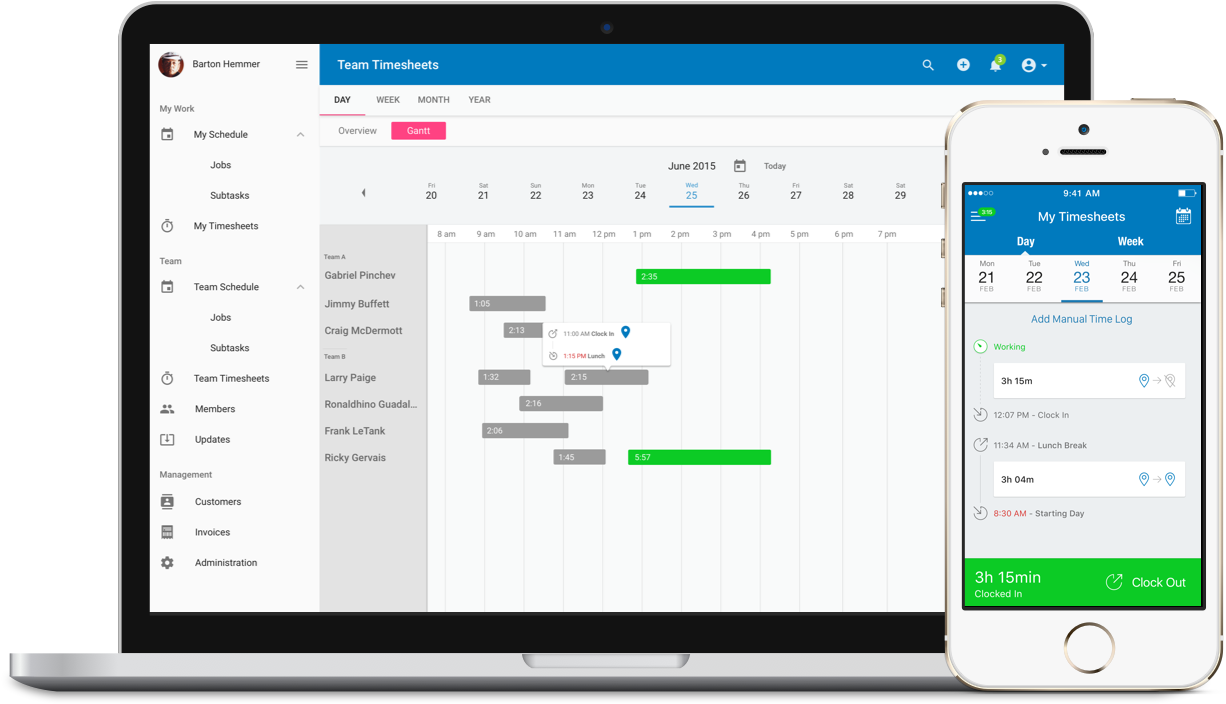 Fieldpulse Time Tracking Software For Service Contractors - Employee Contractor App Clipart (1339x917), Png Download