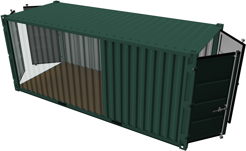 Storage Container 20' - Shipping Container Clipart (1024x768), Png Download