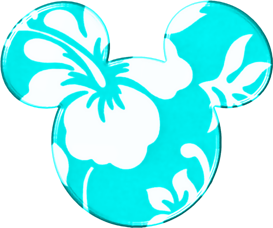 Mickey Heads Hawaiian Style - Hawaiian Print Minnie Mouse Head Clipart (935x779), Png Download