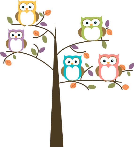 Owl Cartoon - Owls On A Tree Clipart (571x625), Png Download