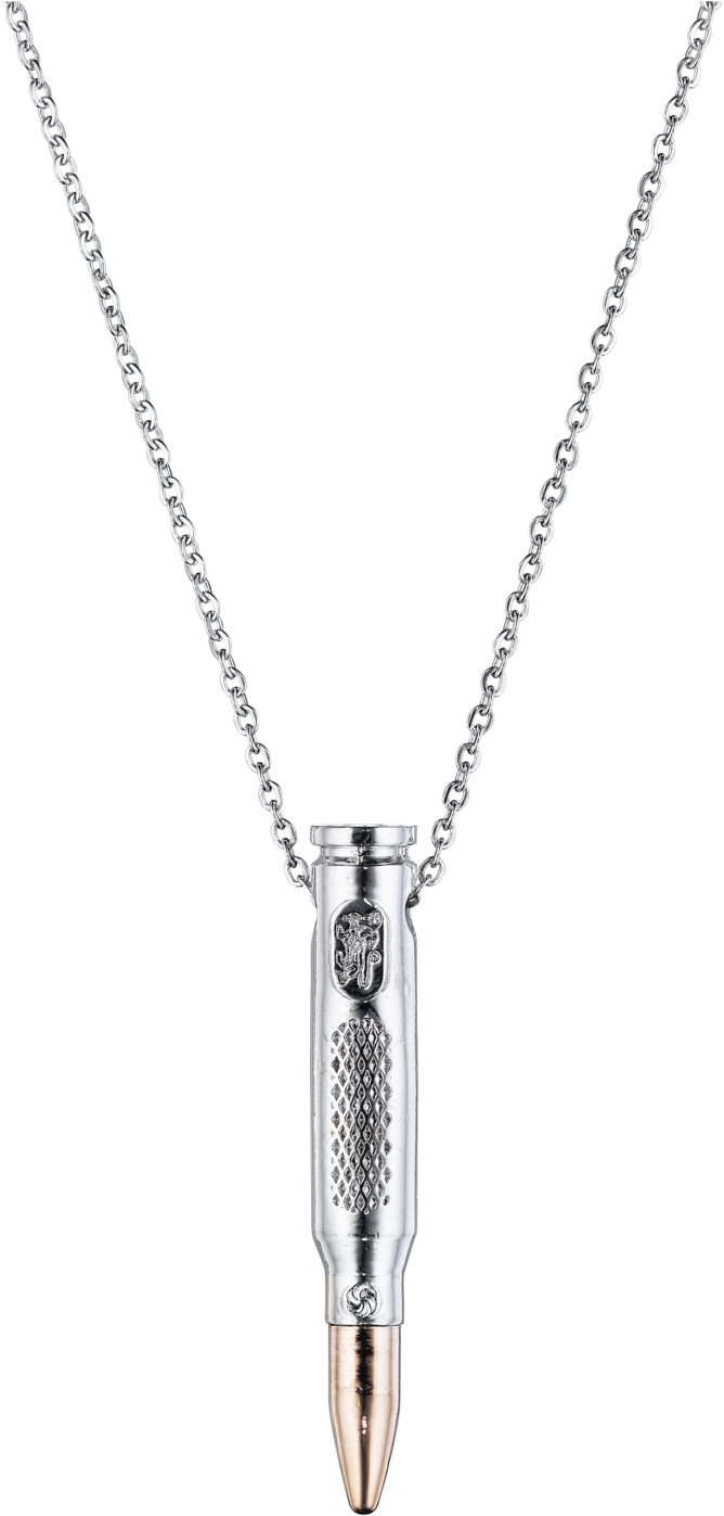 Distressed Silver Bullet Necklace - Necklace Clipart (668x1397), Png Download