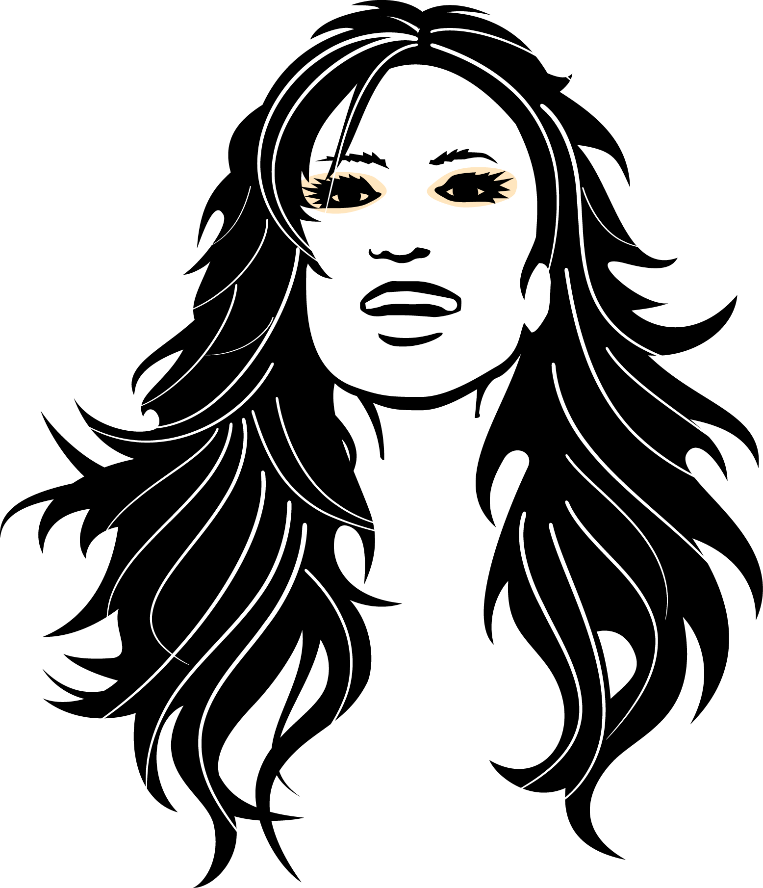 Long Hair Woman Beauty Parlour Clip Art - Beauty Woman Line Art - Png Download (1556x1810), Png Download