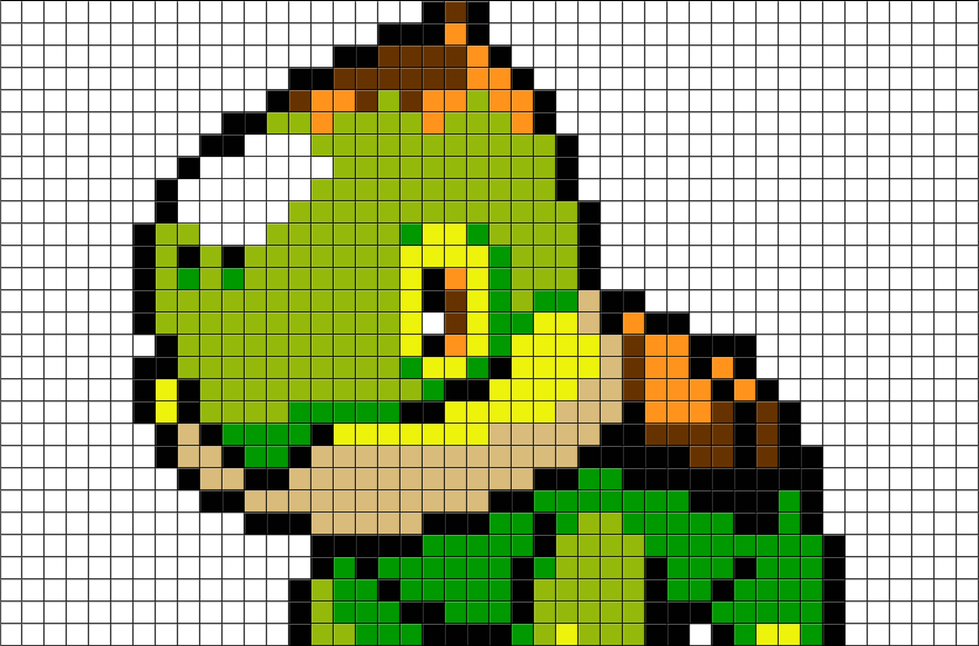 2 Download The Template - Pokemon Pixel Art Turtwig Clipart (880x581), Png Download