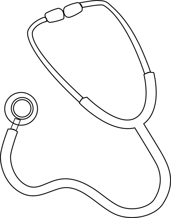 Stethoscope Clipart Black And White - Png Download (563x720), Png Download