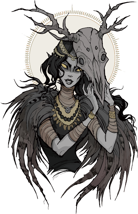 #woman #tribal #skull #skeleton #dark #black #watercolor - Drawing Clipart (504x725), Png Download