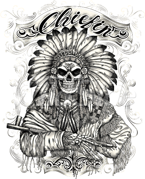 Chiefin' Skull Chief - Skull Chief Drawings Clipart (675x675), Png Download