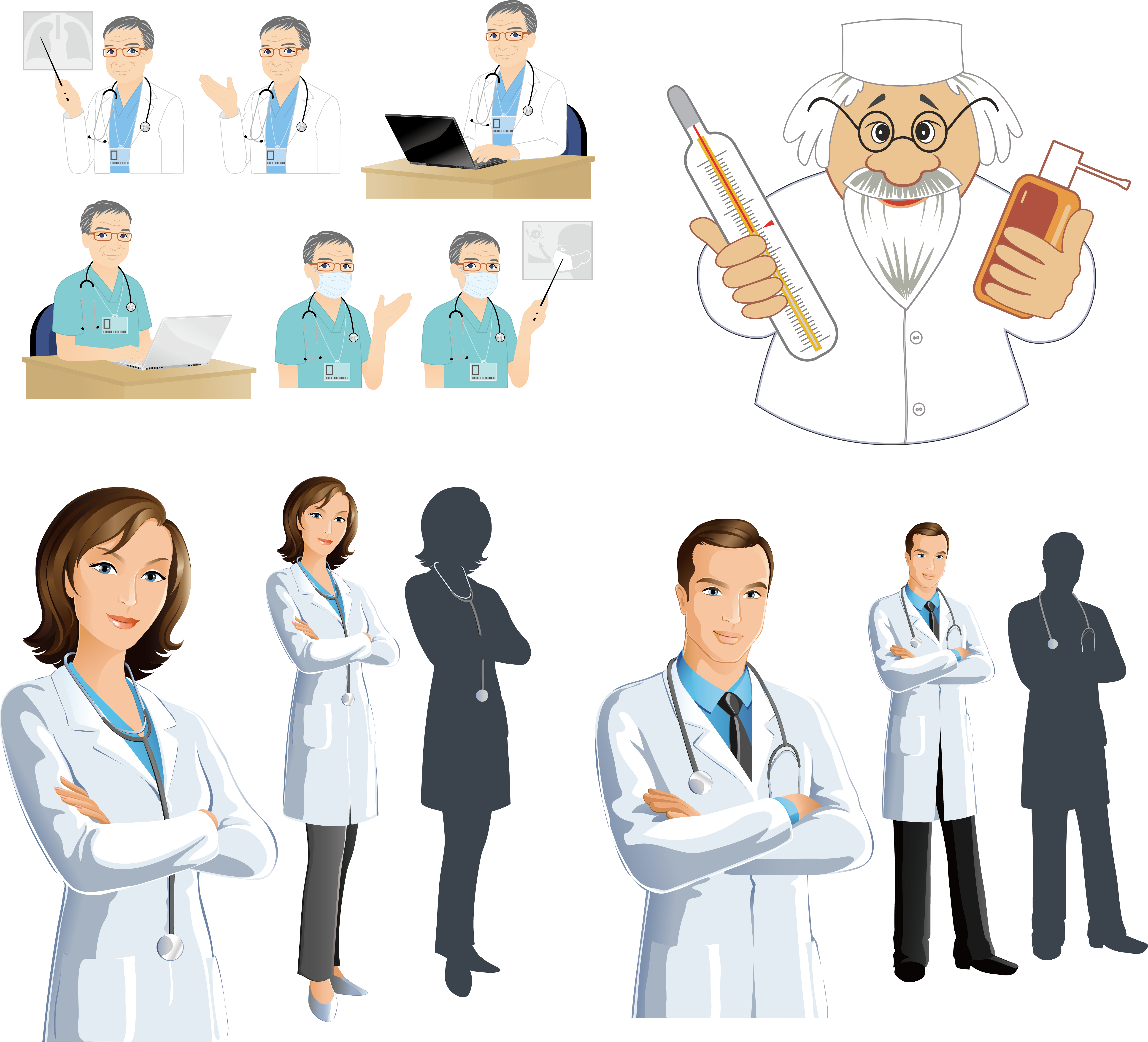 Physician Clip Art - Male And Female Doctors - Png Download (5017x4555), Png Download