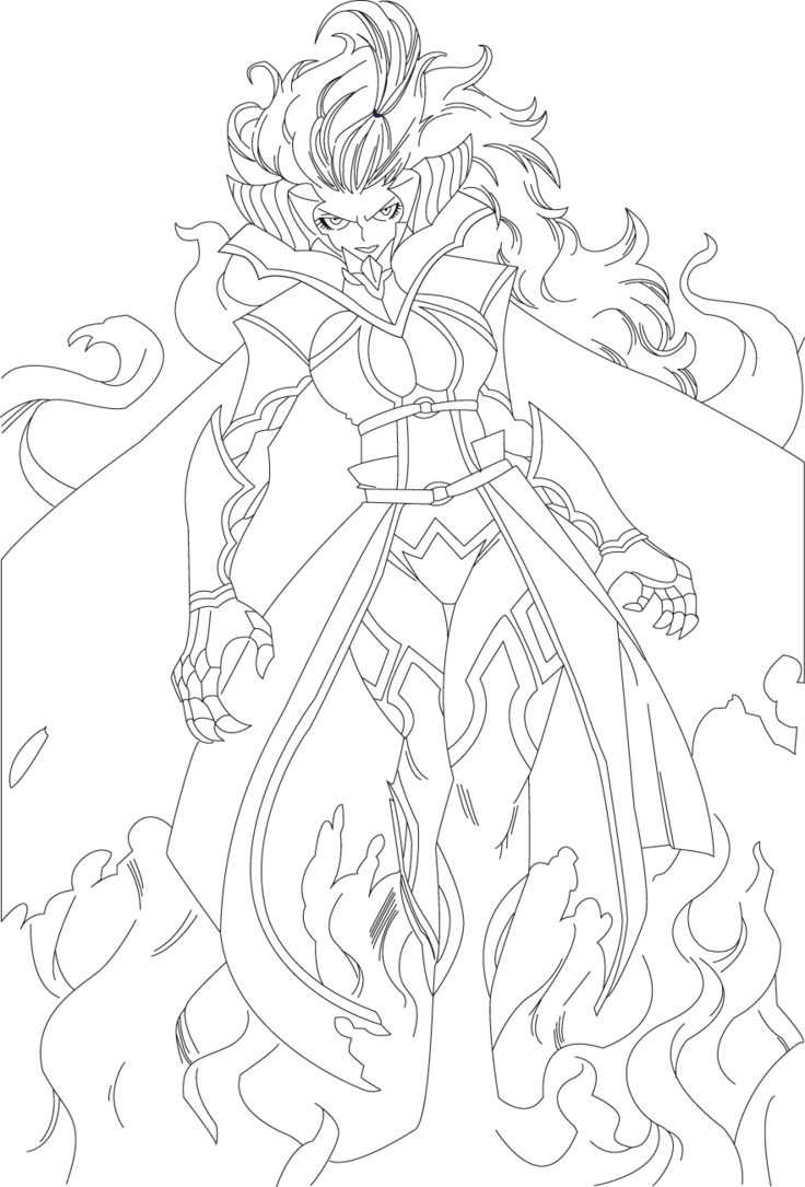 Anime Demon Girl By Gabriela Gogonea Coloring Page - Mirajane Strauss Clipart (736x1085), Png Download