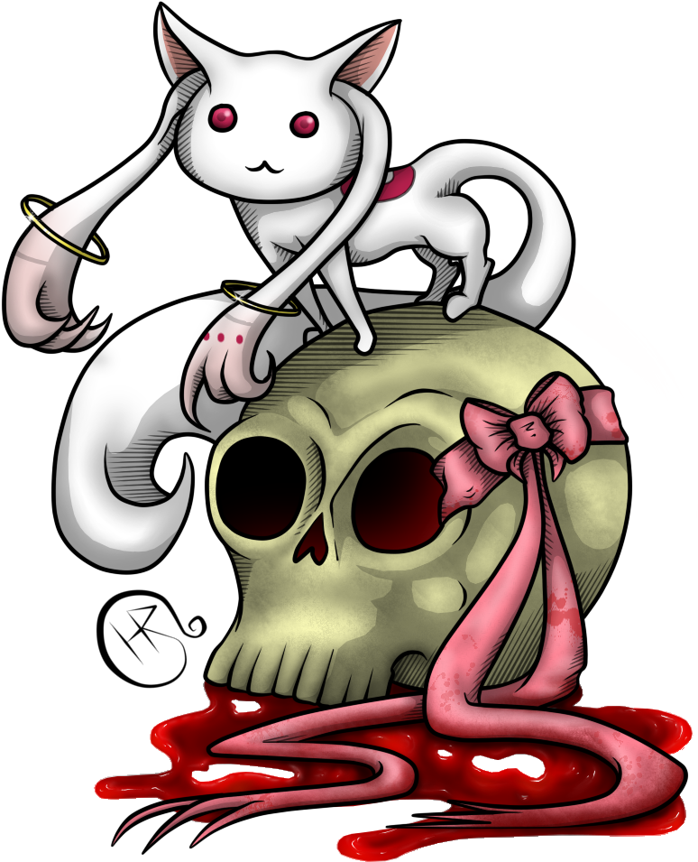 Kyubey From Modoka Magica - Cartoon Clipart (856x1019), Png Download