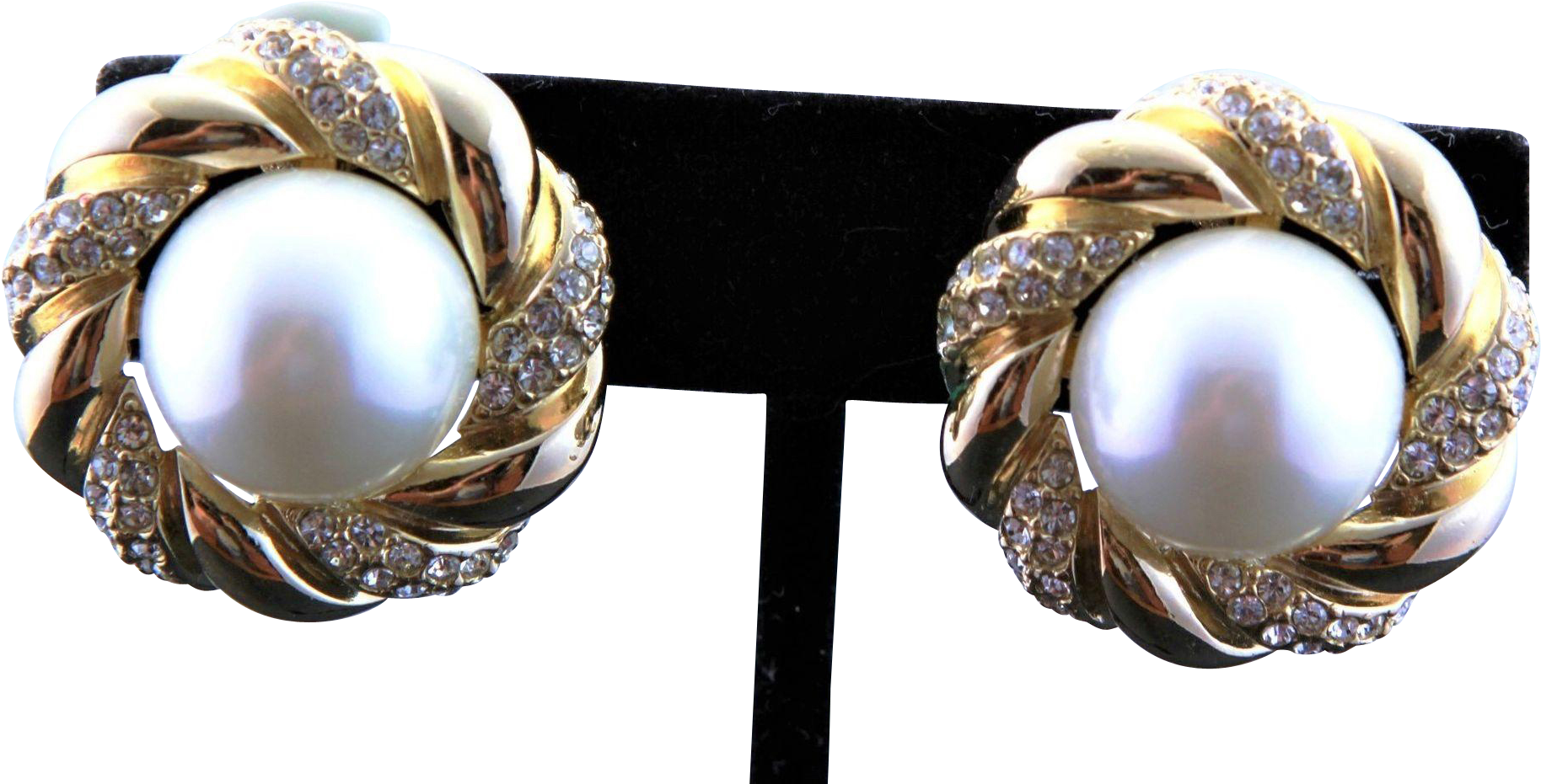 Vintage New Large Ciner Button Earrings With White - Earrings Clipart (1827x1827), Png Download