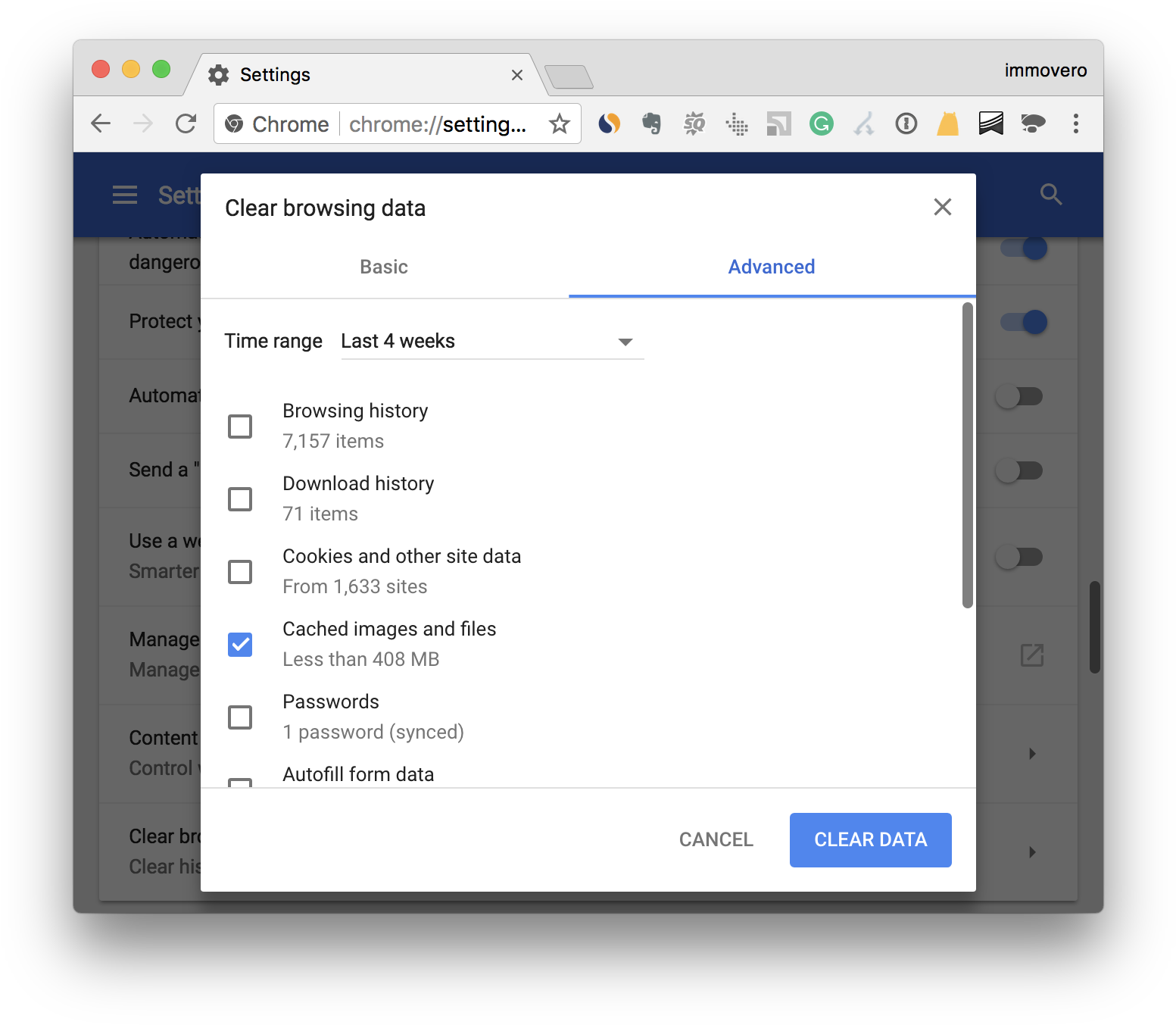 Delete Caches In Chrome - Odoo Woocommerce Clipart (1584x1376), Png Download