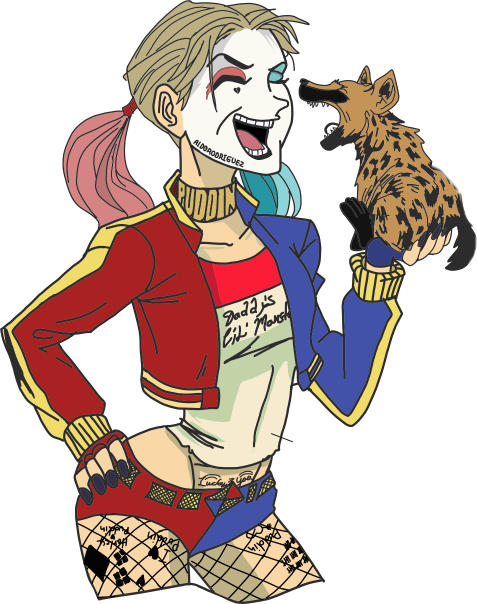 #harleyquinn #cute #cartoon #animated #dog #crazy #girl - Hyenas Harley Quinn Clipart (954x1208), Png Download