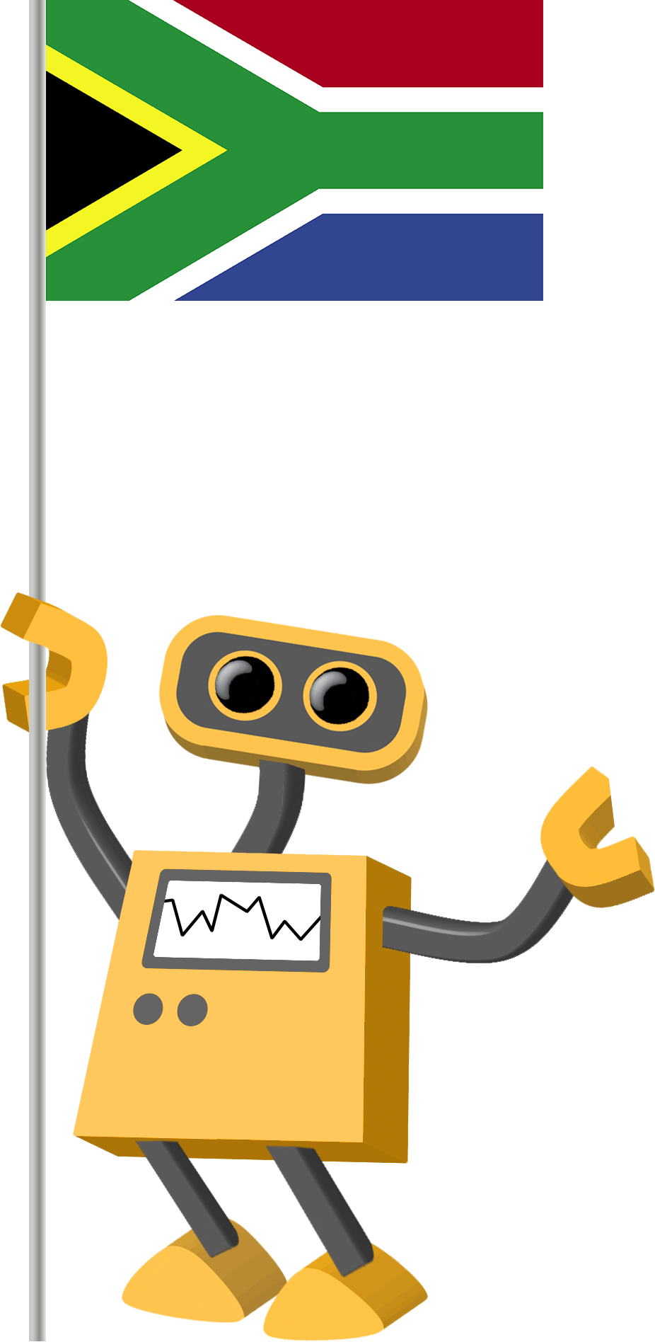 Flag Bot, South Africa - Robot Holding Flag Clipart (926x1896), Png Download