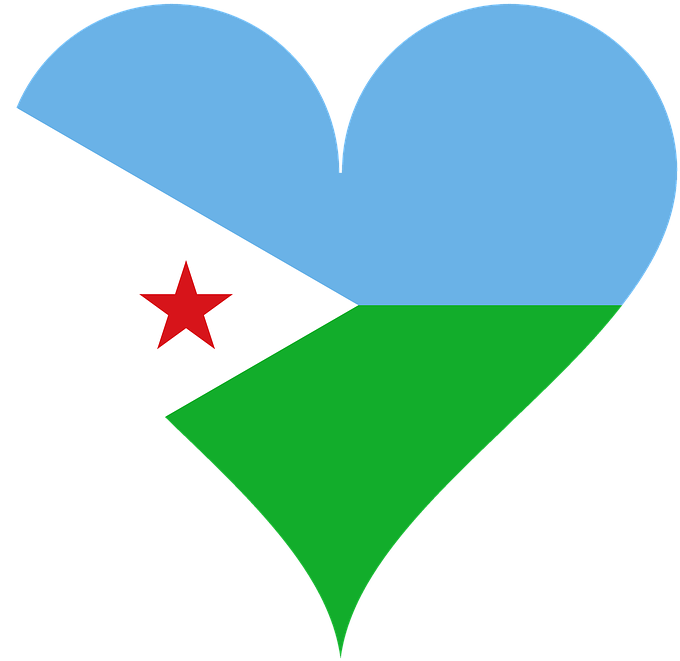 Heart Love Flag Djibouti Star Africa East Africa - Djibouti Flag Love Clipart (721x720), Png Download