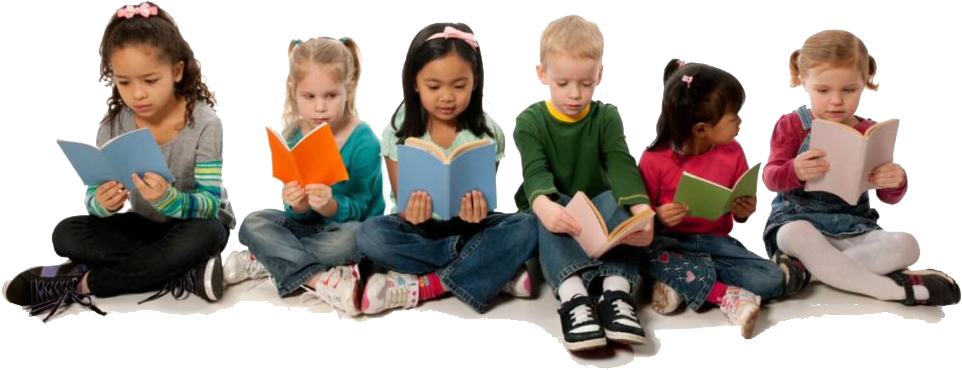 Children Reading Books Together - Kids Reading English Books Clipart (978x423), Png Download