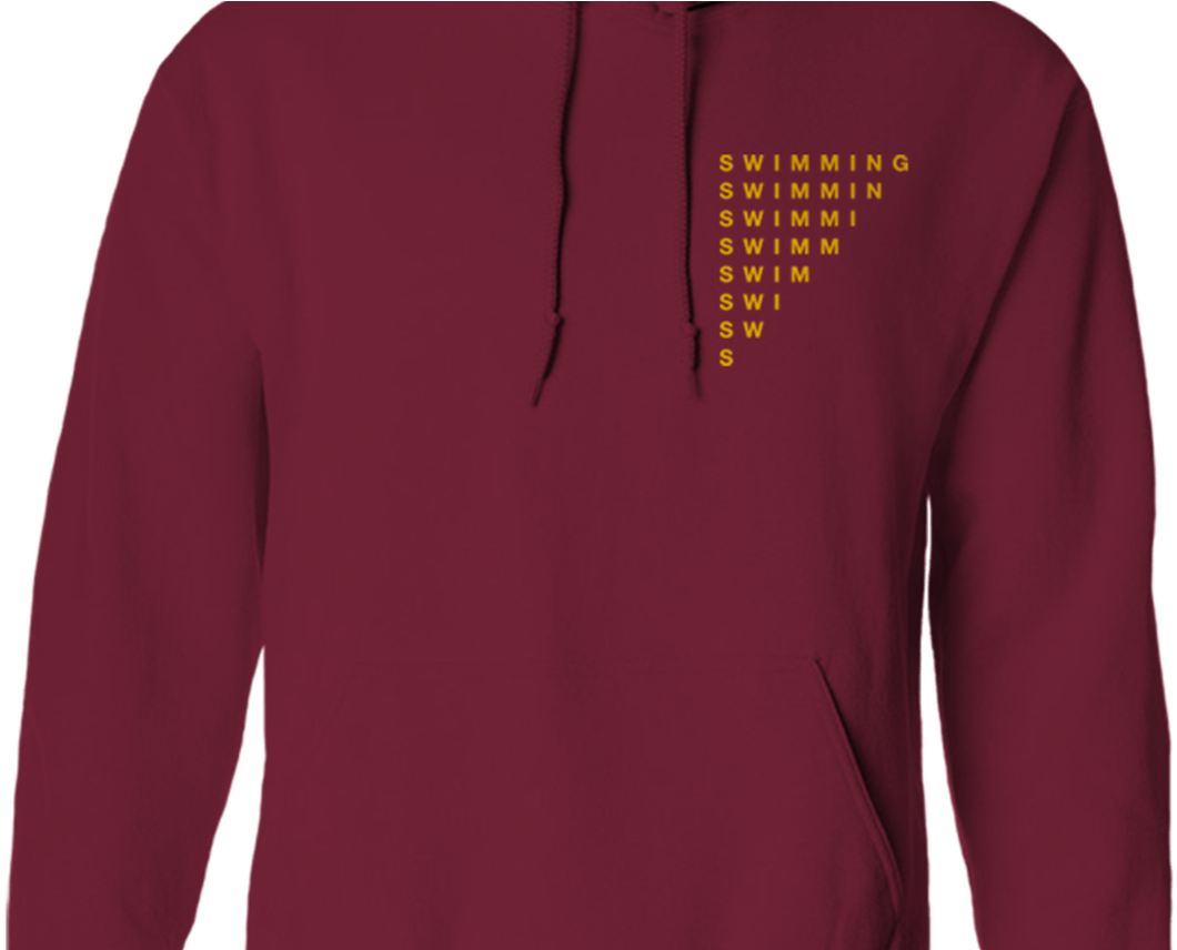 Swimming Wave Hoodie Burgundy Mac Miller Store - Long-sleeved T-shirt Clipart (1060x856), Png Download