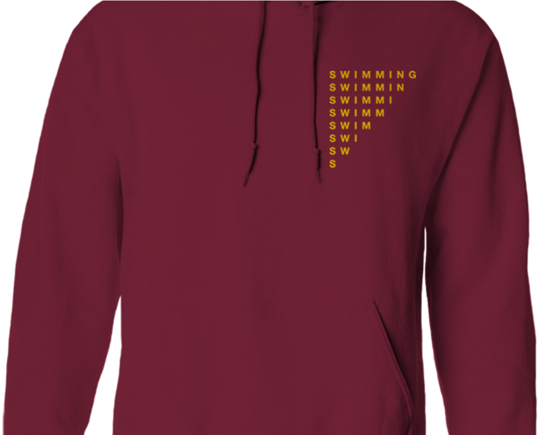 Swimming Wave Hoodie Burgundy Mac Miller Store Long sleeved T