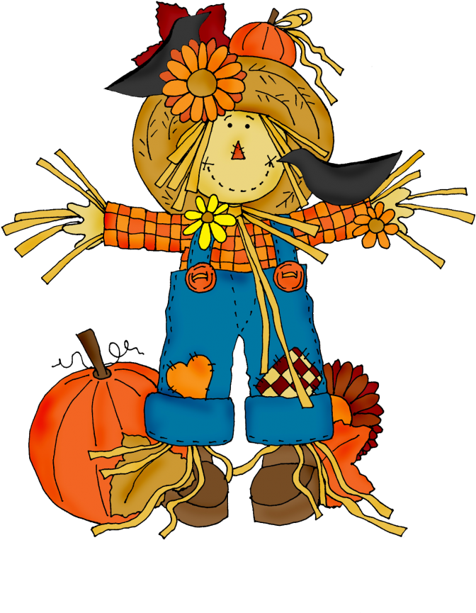 Desenhos Festa Junina Png - Scarecrow With Pumpkins Clipart Transparent Png (700x906), Png Download