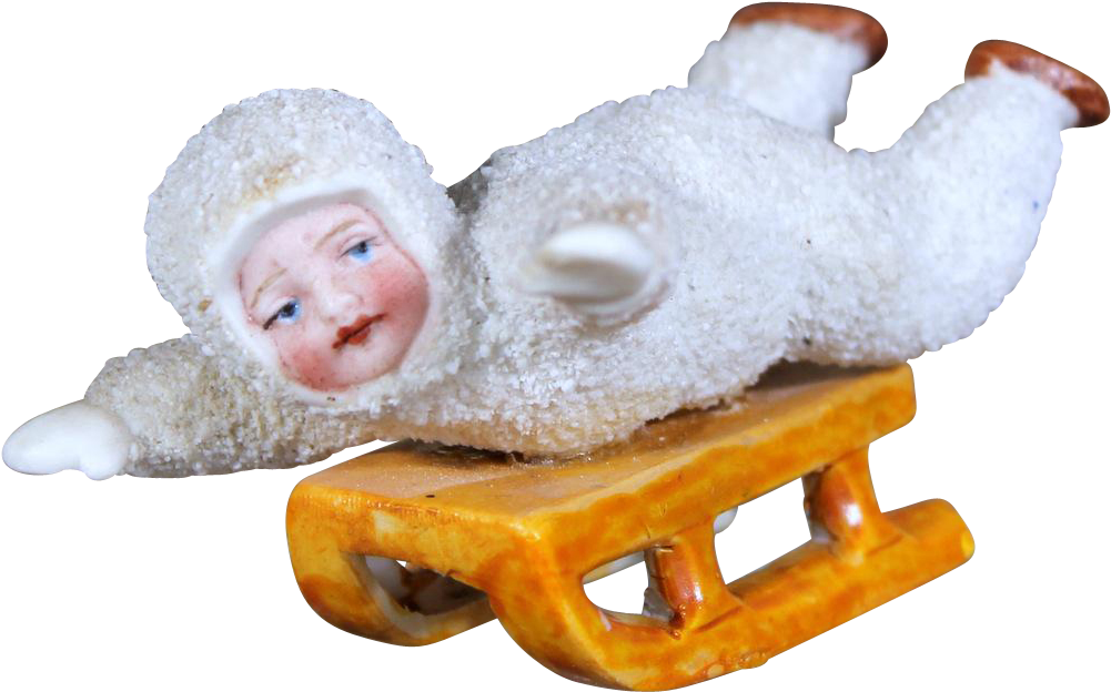 Antique Snow Baby 'child On Sled' - Luge Clipart (1000x1000), Png Download
