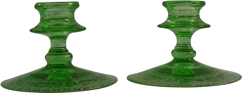 Fostoria Vesper Green Candle Holders Fostoria Vesper - Figurine Clipart (826x826), Png Download