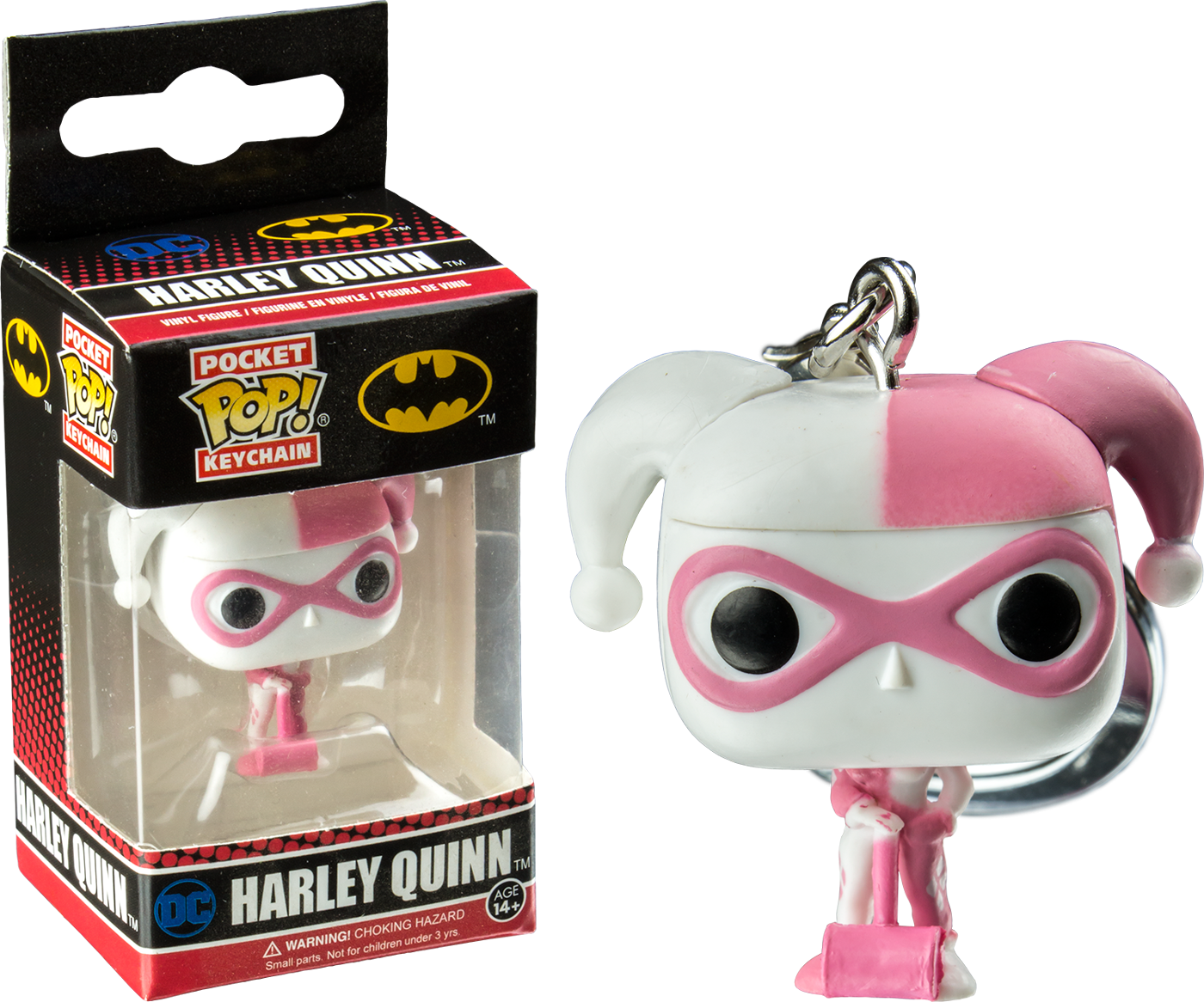 Harley Quinn Pink Pocket Pop Vinyl Keychain - Pocket Pop Harley Quinn Clipart (1400x1166), Png Download