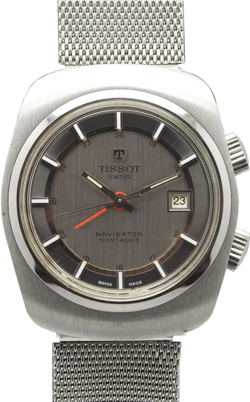 Tissot Swiss Navigator Sonorous Horare Vintage Watch - Analog Watch Clipart (800x800), Png Download