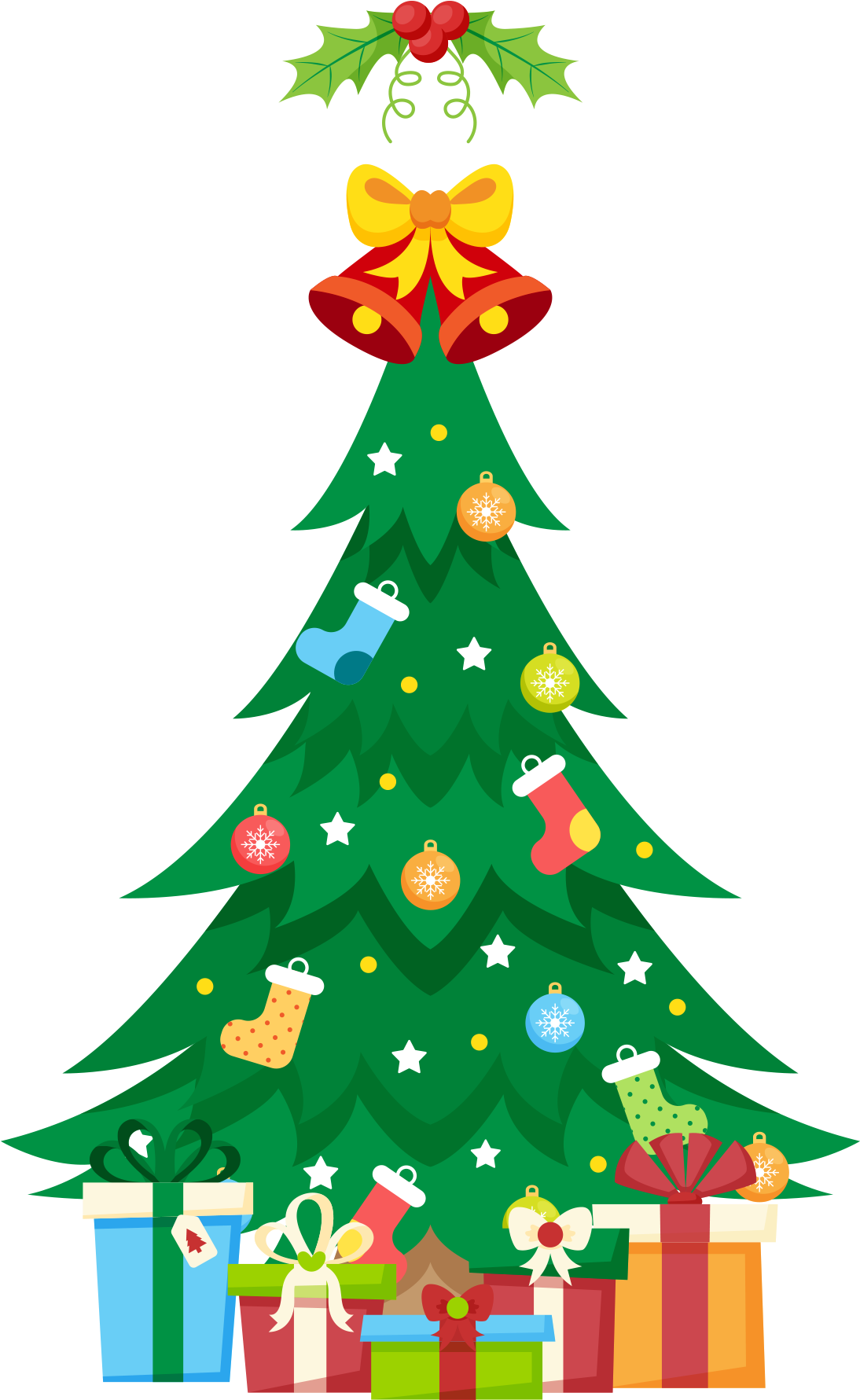 Traditional Christmas Tree With Gifts Clipart Png Image - Christmas Tree Transparent Png (715x715), Png Download