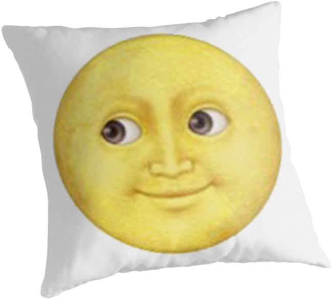 "yellow Moon Face Emoji" Throw Pillows By Dennisnewsome - Cushion Clipart (875x875), Png Download