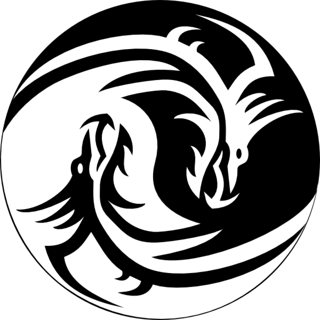 Dragon Clipart Black And White Yin Yang Large Clip - Yin Yang Symbol Dragon - Png Download (1024x1024), Png Download